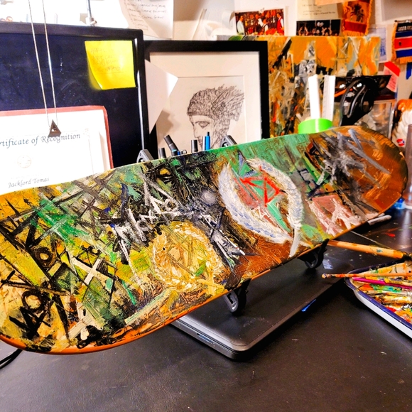 Original Wall Art Painting on Skateboard